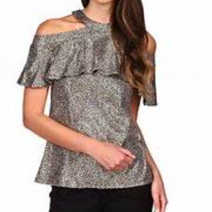 Michael Kors Printed Ruffled Neck Top